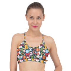 Colorful Pattern With Decorative Christmas Elements Basic Training Sports Bra