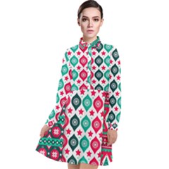 Flat Design Christmas Pattern Collection Long Sleeve Chiffon Shirt Dress by Vaneshart