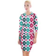 Flat Design Christmas Pattern Collection Quarter Sleeve Hood Bodycon Dress by Vaneshart