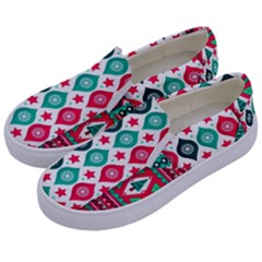 Flat Design Christmas Pattern Collection Kids  Canvas Slip Ons by Vaneshart