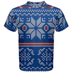 Beautiful Knitted Christmas Pattern Men s Cotton Tee by Vaneshart