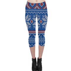 Beautiful Knitted Christmas Pattern Capri Leggings 