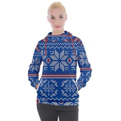 Beautiful Knitted Christmas Pattern Women s Hooded Pullover