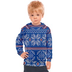 Beautiful Knitted Christmas Pattern Kids  Hooded Pullover