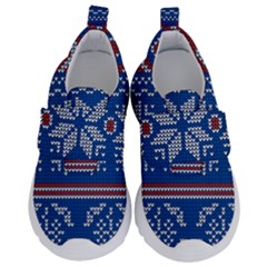 Beautiful Knitted Christmas Pattern Kids  Velcro No Lace Shoes by Vaneshart