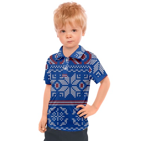 Beautiful Knitted Christmas Pattern Kids  Polo Tee by Vaneshart