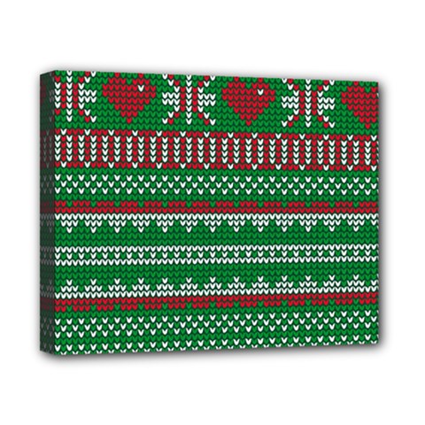 Knitted Christmas Pattern Green Red Canvas 10  X 8  (stretched) by Vaneshart