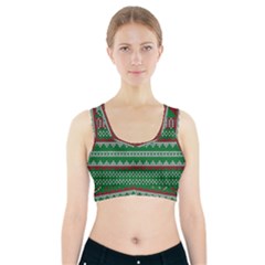 Knitted Christmas Pattern Green Red Sports Bra With Pocket by Vaneshart