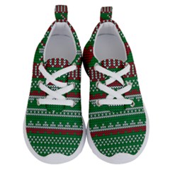 Knitted Christmas Pattern Green Red Running Shoes by Vaneshart