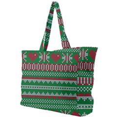 Knitted Christmas Pattern Green Red Simple Shoulder Bag by Vaneshart