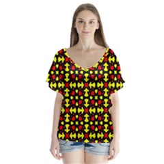 Rby 120 V-neck Flutter Sleeve Top by ArtworkByPatrick