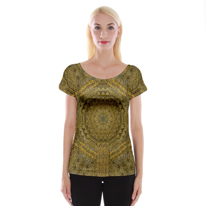 Golden Star And Starfall In The Sacred Starshine Cap Sleeve Top