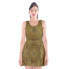 Golden Star And Starfall In The Sacred Starshine Scoop Neck Skater Dress by pepitasart