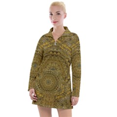 Golden Star And Starfall In The Sacred Starshine Women s Long Sleeve Casual Dress by pepitasart