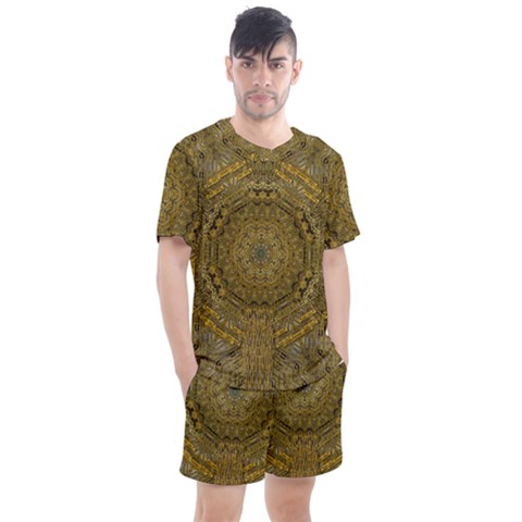 Golden Star And Starfall In The Sacred Starshine Men s Mesh Tee And Shorts Set by pepitasart