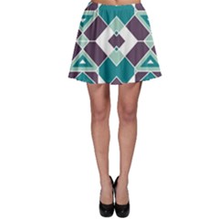 Teal And Plum Geometric Pattern Skater Skirt by mccallacoulture