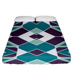 Teal And Plum Geometric Pattern Fitted Sheet (king Size) by mccallacoulture