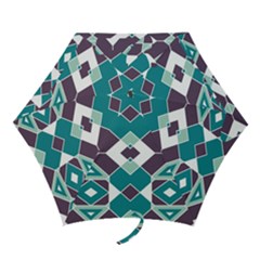 Teal And Plum Geometric Pattern Mini Folding Umbrellas by mccallacoulture