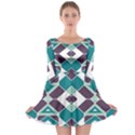 Teal and Plum Geometric Pattern Long Sleeve Skater Dress View1