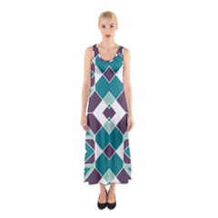 Teal And Plum Geometric Pattern Sleeveless Maxi Dress by mccallacoulture