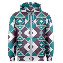 Teal And Plum Geometric Pattern Men s Zipper Hoodie