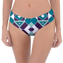 Teal And Plum Geometric Pattern Reversible Classic Bikini Bottoms by mccallacoulture