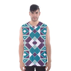 Teal And Plum Geometric Pattern Men s Basketball Tank Top by mccallacoulture