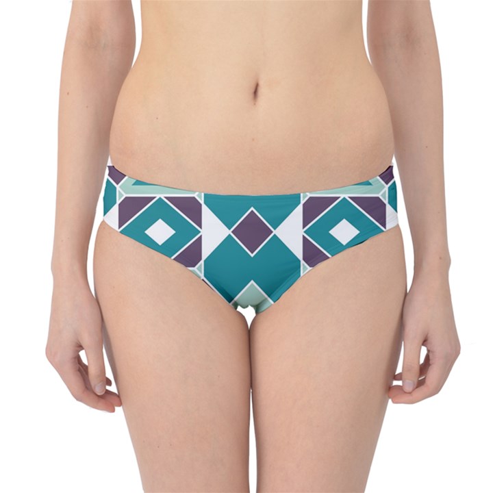 Teal and Plum Geometric Pattern Hipster Bikini Bottoms