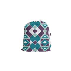 Teal And Plum Geometric Pattern Drawstring Pouch (xs) by mccallacoulture