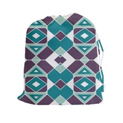 Teal And Plum Geometric Pattern Drawstring Pouch (2xl) by mccallacoulture