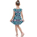 Teal and Plum Geometric Pattern Kids  Cap Sleeve Dress View2