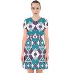 Teal And Plum Geometric Pattern Adorable In Chiffon Dress by mccallacoulture