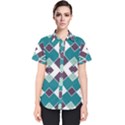 Teal and Plum Geometric Pattern Women s Short Sleeve Shirt View1