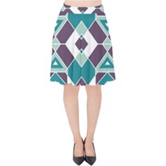 Teal And Plum Geometric Pattern Velvet High Waist Skirt by mccallacoulture