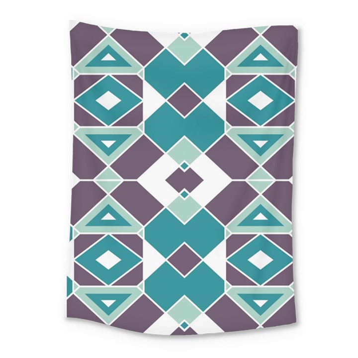 Teal and Plum Geometric Pattern Medium Tapestry