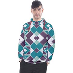 Teal And Plum Geometric Pattern Men s Pullover Hoodie