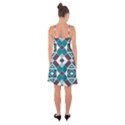 Teal and Plum Geometric Pattern Ruffle Detail Chiffon Dress View2