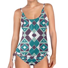 Teal And Plum Geometric Pattern Tankini Set by mccallacoulture