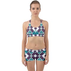 Teal And Plum Geometric Pattern Back Web Gym Set by mccallacoulture