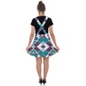 Teal and Plum Geometric Pattern Velvet Suspender Skater Skirt View2