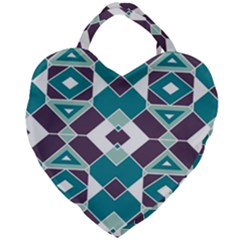 Teal And Plum Geometric Pattern Giant Heart Shaped Tote by mccallacoulture