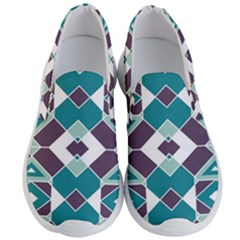 Teal And Plum Geometric Pattern Men s Lightweight Slip Ons by mccallacoulture