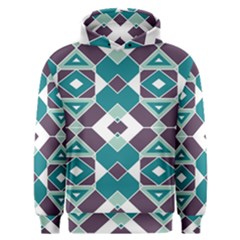 Teal And Plum Geometric Pattern Men s Overhead Hoodie