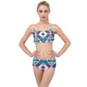 Teal and Plum Geometric Pattern Layered Top Bikini Set View1