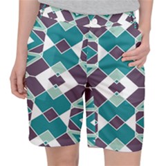 Teal And Plum Geometric Pattern Pocket Shorts by mccallacoulture