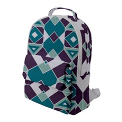 Teal And Plum Geometric Pattern Flap Pocket Backpack (large)