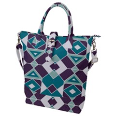 Teal And Plum Geometric Pattern Buckle Top Tote Bag by mccallacoulture