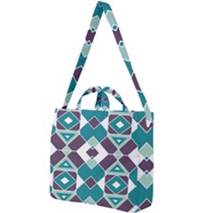 Teal And Plum Geometric Pattern Square Shoulder Tote Bag by mccallacoulture