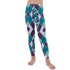 Teal And Plum Geometric Pattern Kids  Lightweight Velour Leggings by mccallacoulture