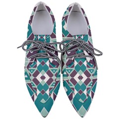 Teal And Plum Geometric Pattern Women s Pointed Oxford Shoes by mccallacoulture